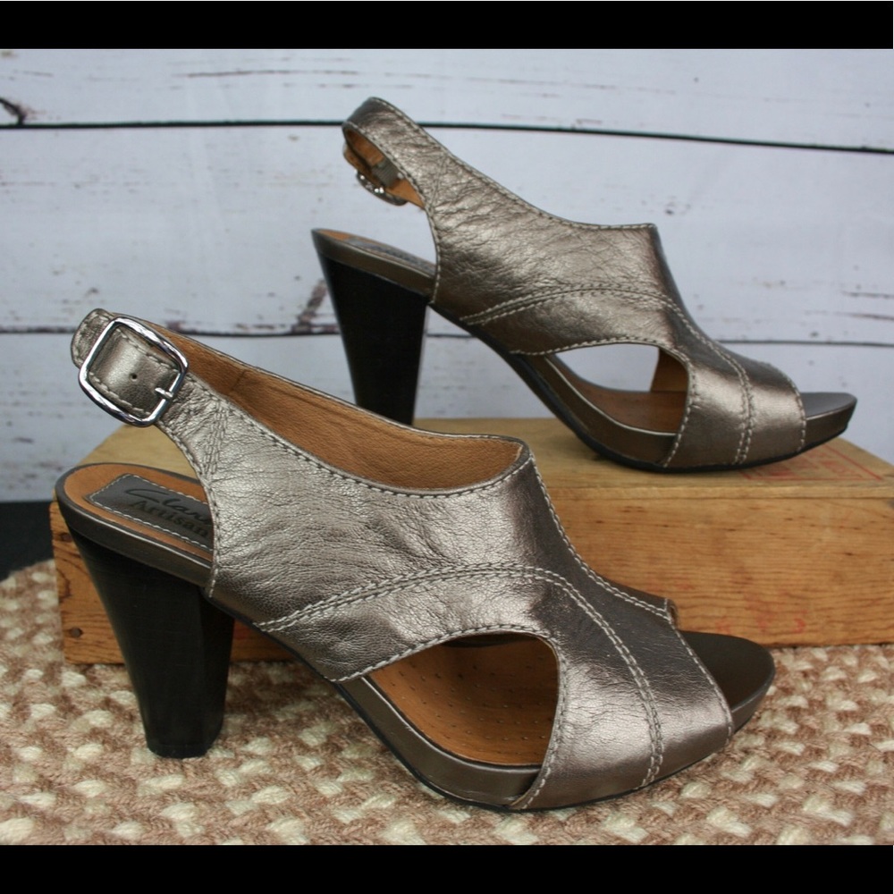 Clarks Artisan Bronze Slingbacks In Euc! - image 4